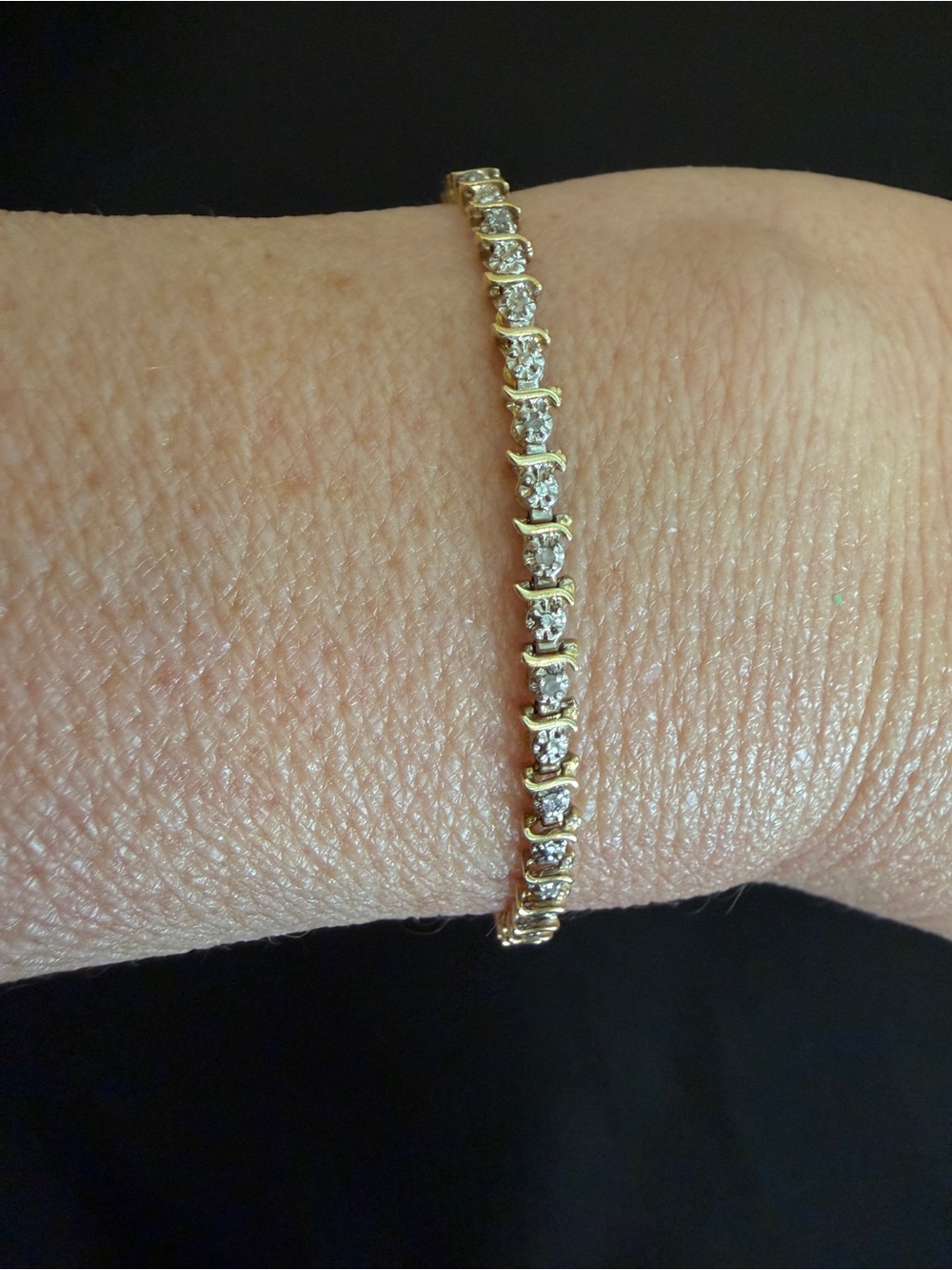 MGM Jewelry Inc 10K Gold Diamond Tennis Bracelet Safety Clasp Delicate Dainty - Picture 4 of 12